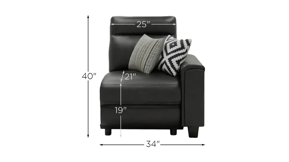 Ace Right Arm Facing Power Recliner w/ Power Headrest Dimensions