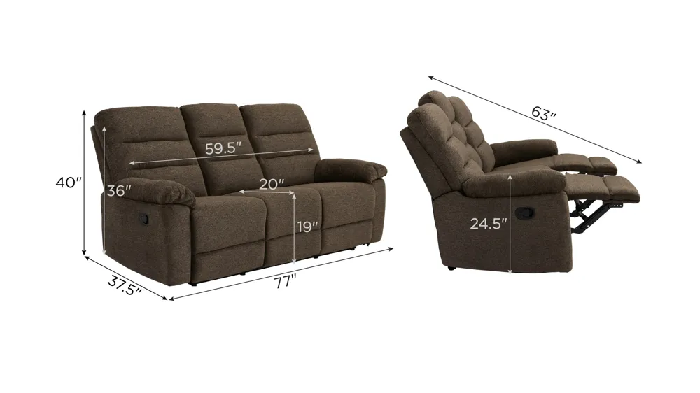 Bennington Manual Reclining Sofa Dimensions