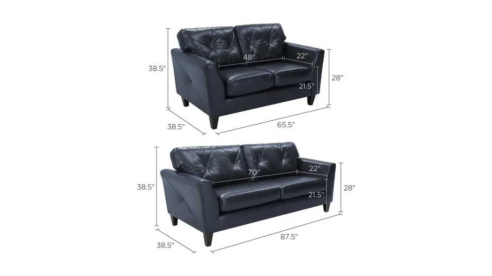 Aiden 2-pc. Sofa and Loveseat Set Dimensions
