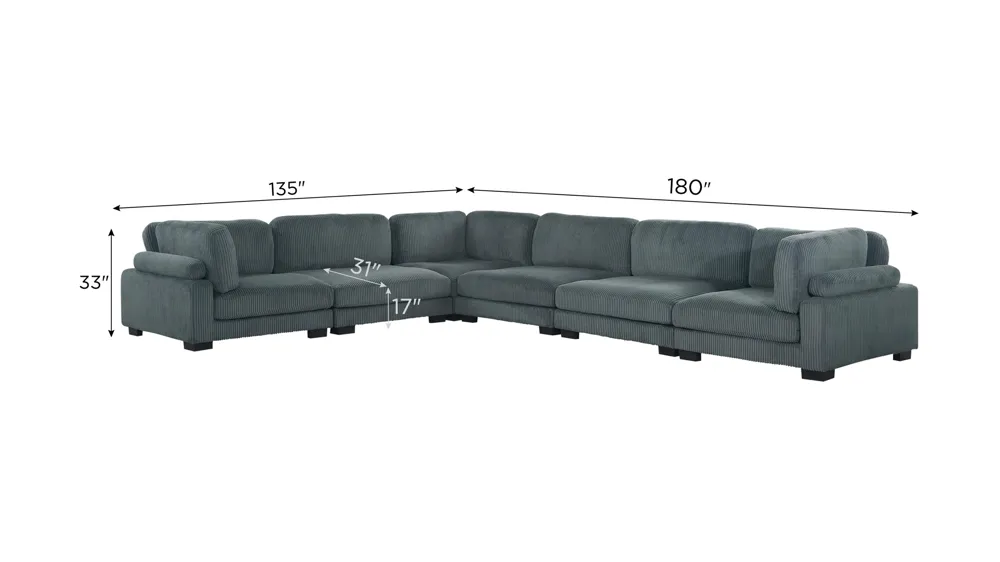 Maverick 6-pc. Sectional Dimensions