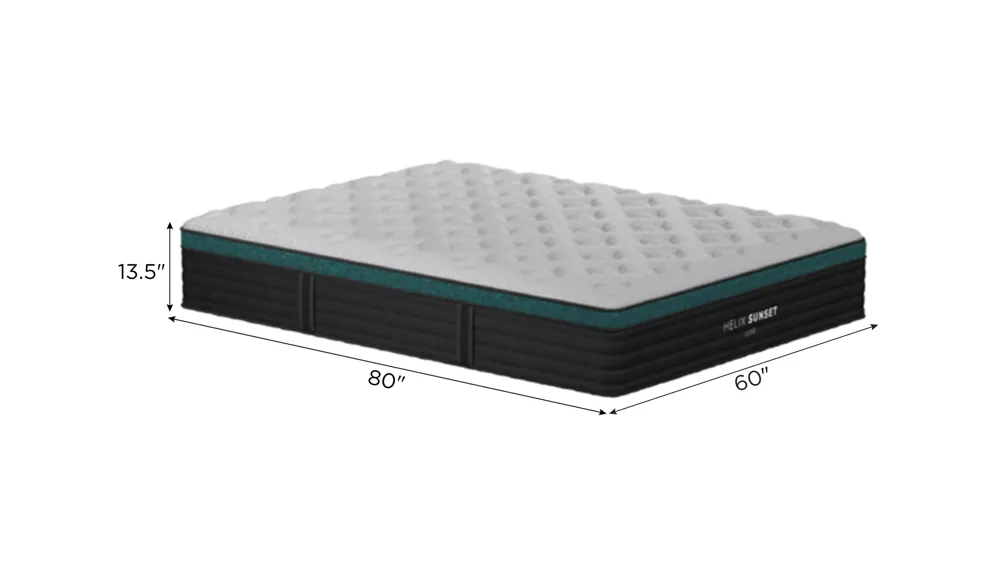 Helix Sunset Luxe Mattress with GlacioTex Cooling Cover Dimensions