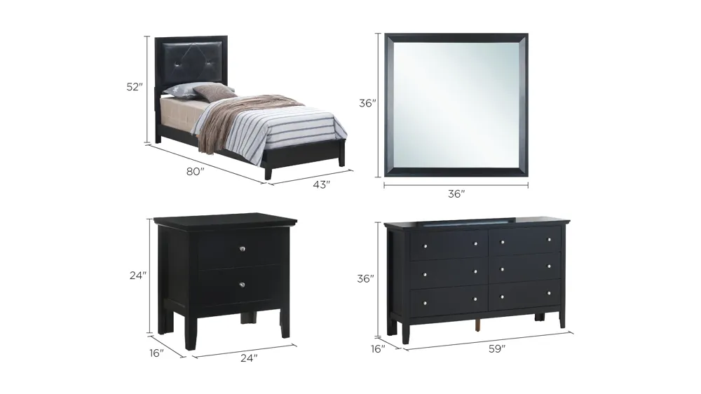 Primo 4-pc. Bedroom Set Dimensions
