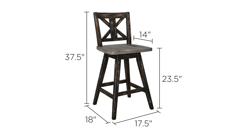 Trouvaille Counter Height Swivel Dining Chair Dimensions