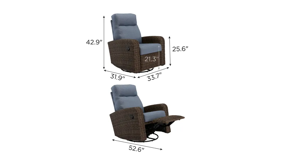 Takumi Outdoor Swivel Glider Recliner Dimensions