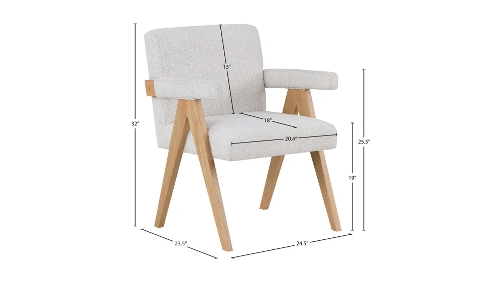 Woodloch Boucle Fabric Accent Chair Dimensions