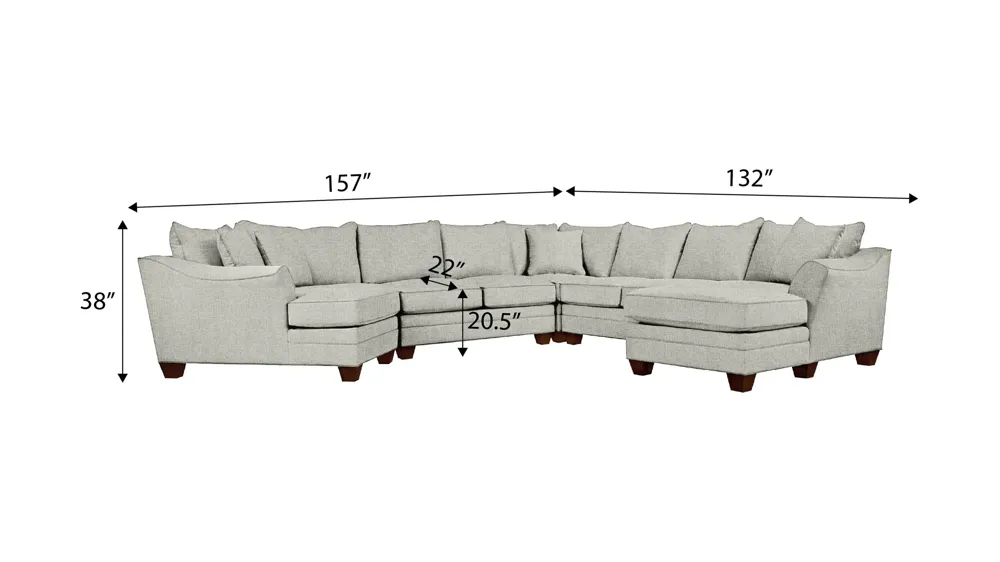 Foresthill 5-pc. Right Hand Facing Sectional Sofa Dimensions