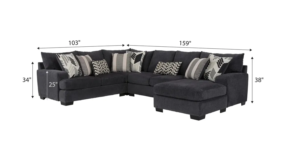 Cooper 4-pc. Sectional Dimensions