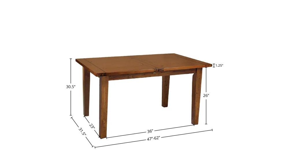 Irish Coast Small Extension Dining Table (47"/62") - African Dusk Dimensions