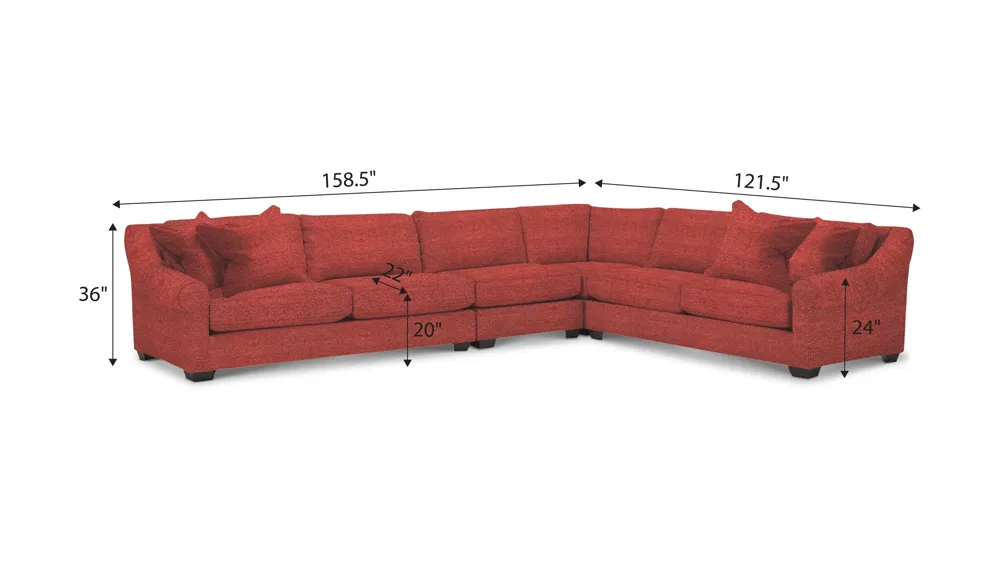 Thatcher 4-pc. Sectional Dimensions