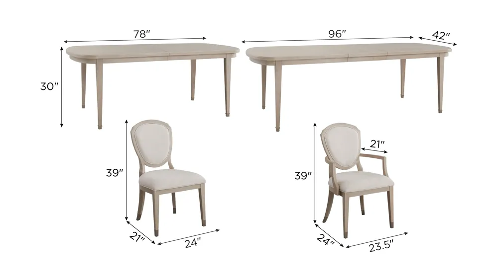 Francesca 7-pc. Dining Set Dimensions