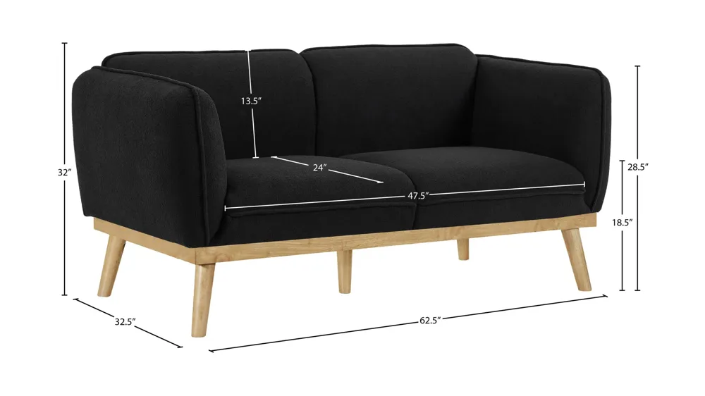 Nolita Boucle Fabric Loveseat Dimensions