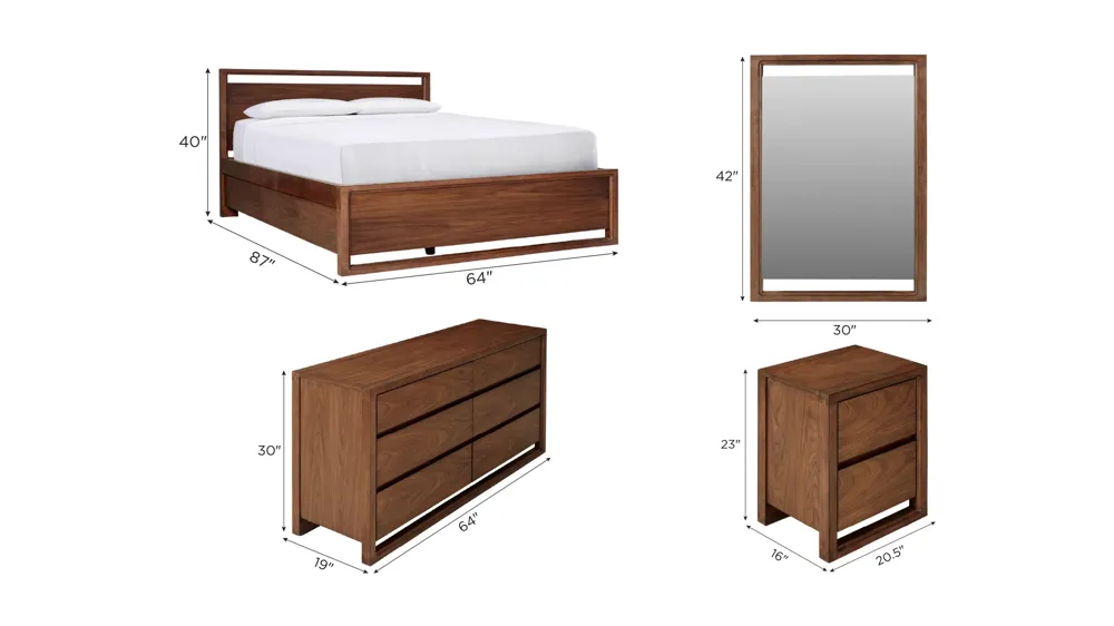 Aversa 4-pc. Bedroom Set w/ 1-Sided Storage Bed and 2-Drawer Nightstand Dimensions
