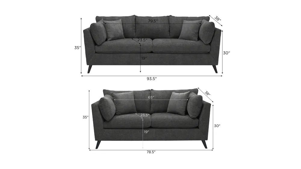 Caruso Living Room Set Dimensions