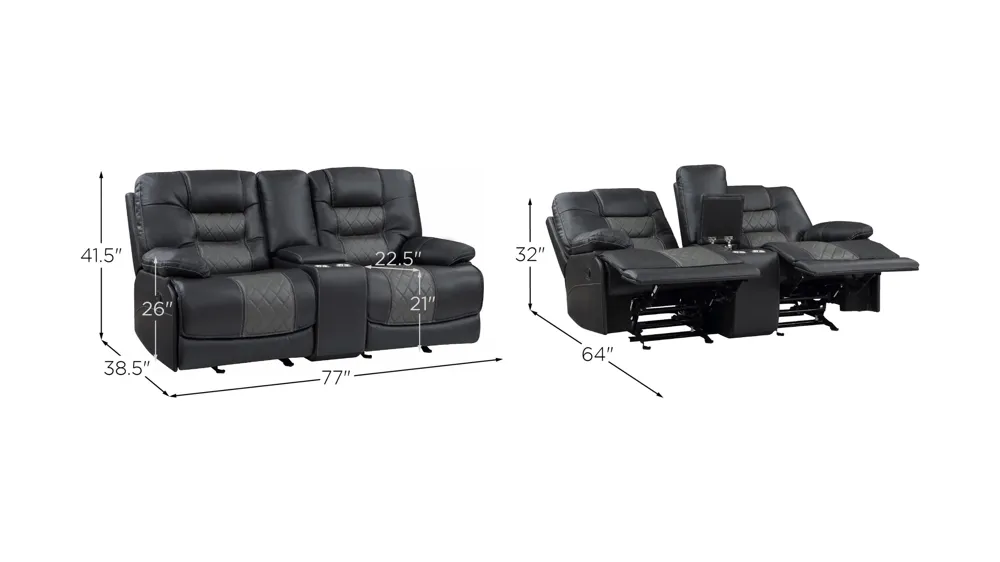 Bree Double Reclining Loveseat Dimensions