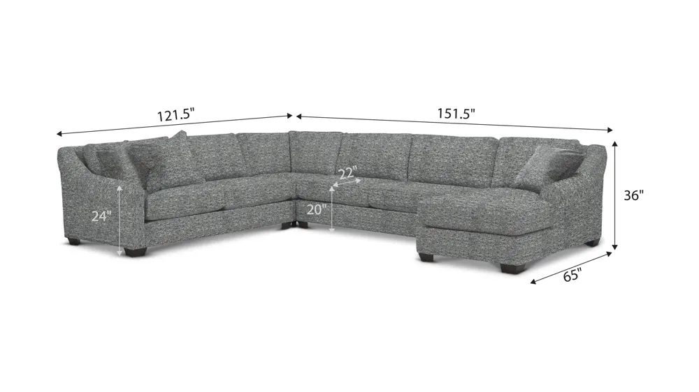 Thatcher 4-pc. Sectional Dimensions