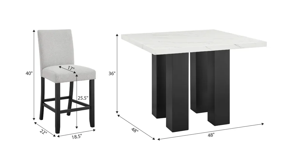 Parkside 5-pc. Counter-Height Dining Set Dimensions