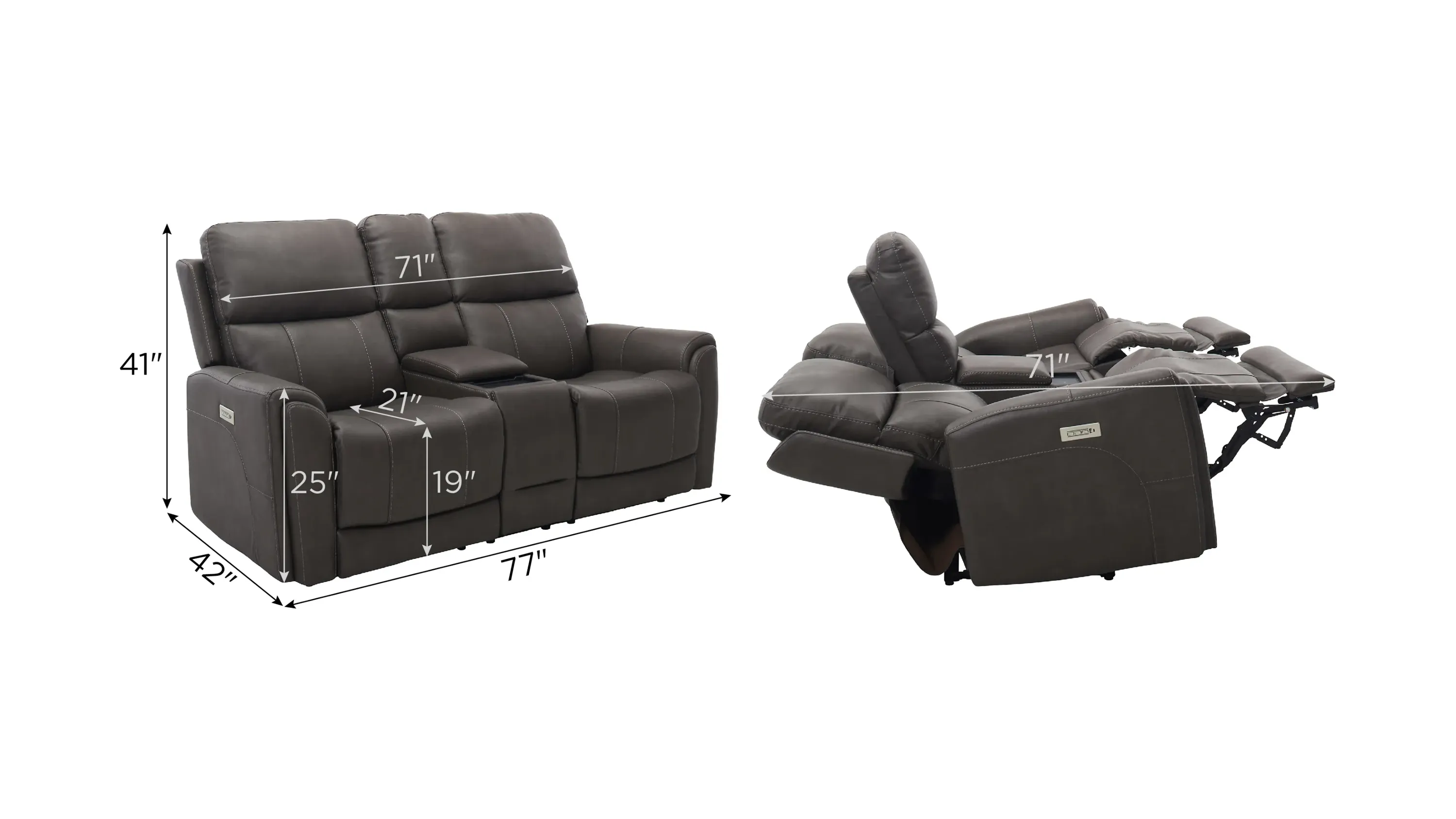 Calvin Triple Power Console Loveseat | Raymour & Flanigan