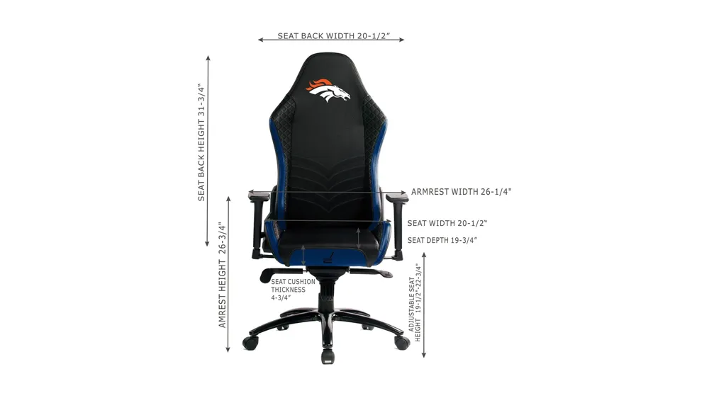 NFL Faux Leather Pro Series Gaming Chair Dimensions
