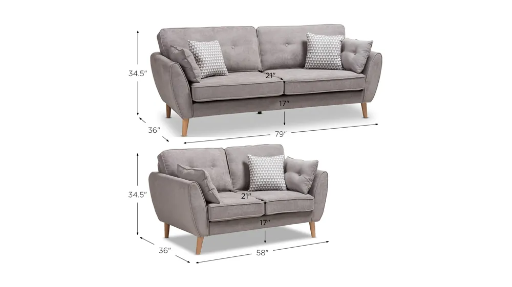 Miranda 2-pc. Living Room Set Dimensions