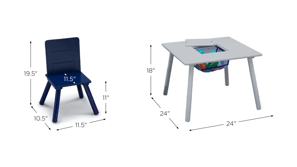 Table and Two Chair Set with Storage by Delta Children Dimensions