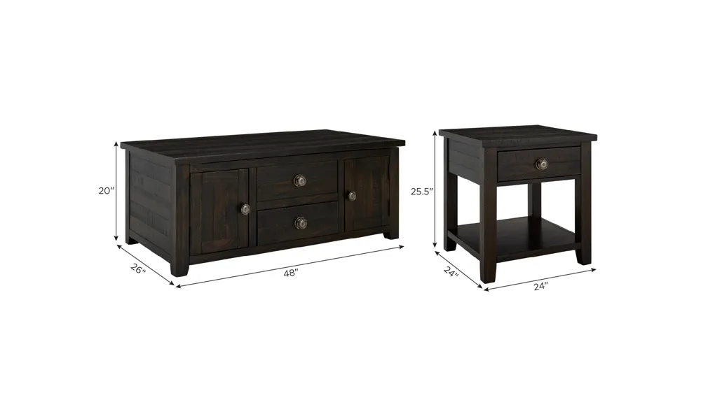 Kiara 3-pc. Occasional Tables Dimensions
