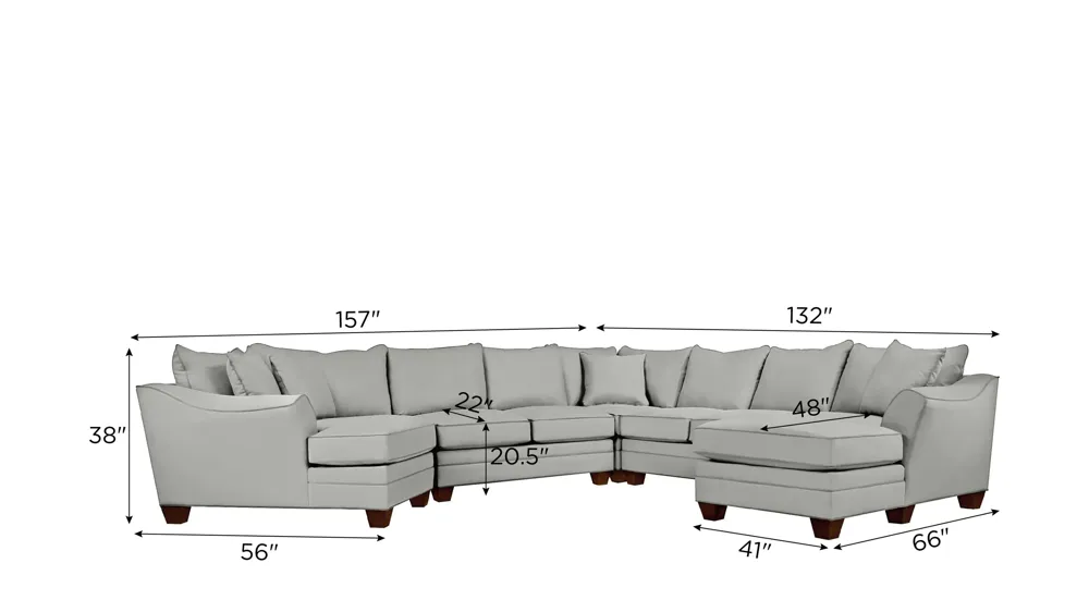 Foresthill 5-pc. Right Hand Facing Sectional Sofa Dimensions
