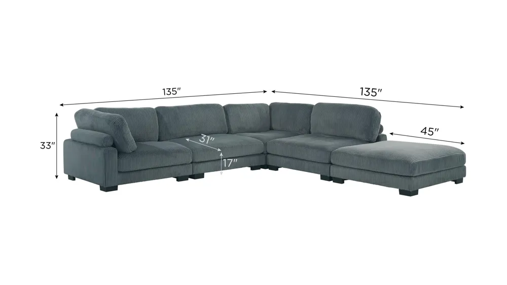 Maverick 5-pc. Sectional Dimensions