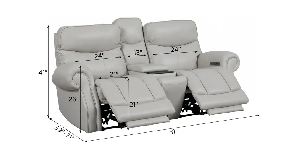 Brooks 3-pc. Zero Gravity Triple Power Console Loveseat Dimensions