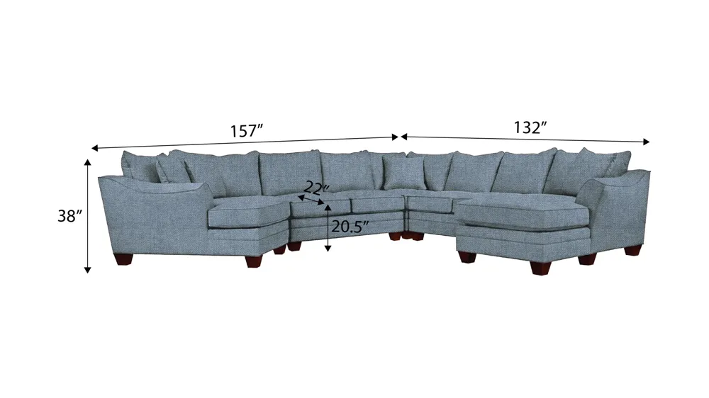 Foresthill 5-pc. Right Hand Facing Sectional Sofa Dimensions