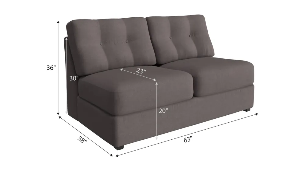 ModularOne Armless Loveseat w/ Full Sleeper Dimensions