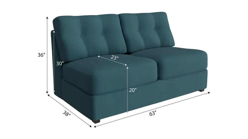 ModularOne Armless Loveseat w/ Full Sleeper Dimensions