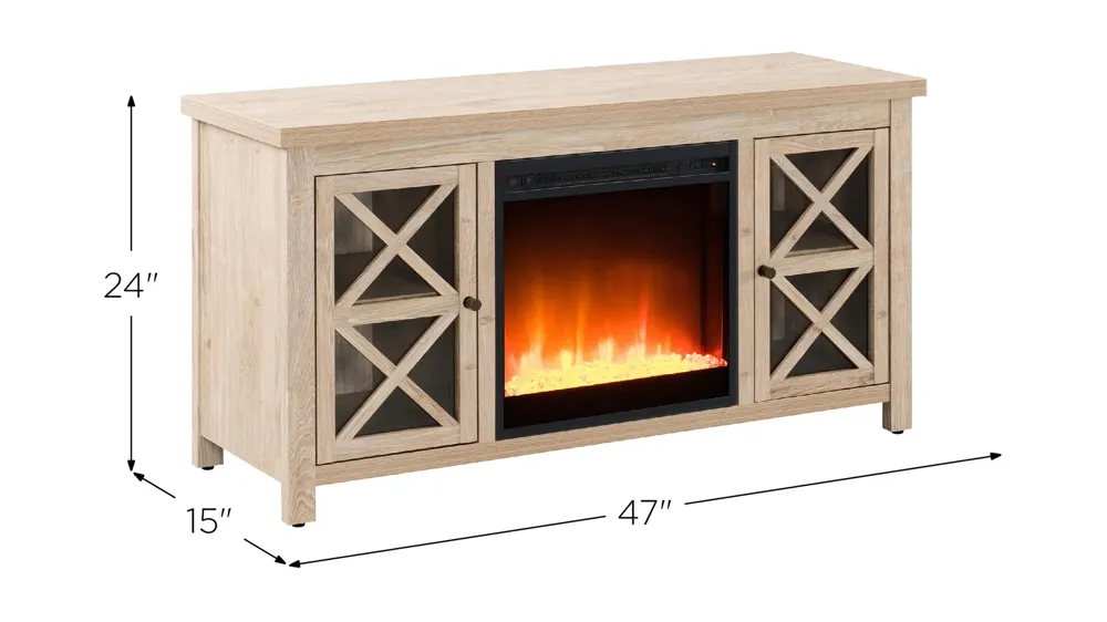 Eve TV Stand with Crystal Fireplace Dimensions
