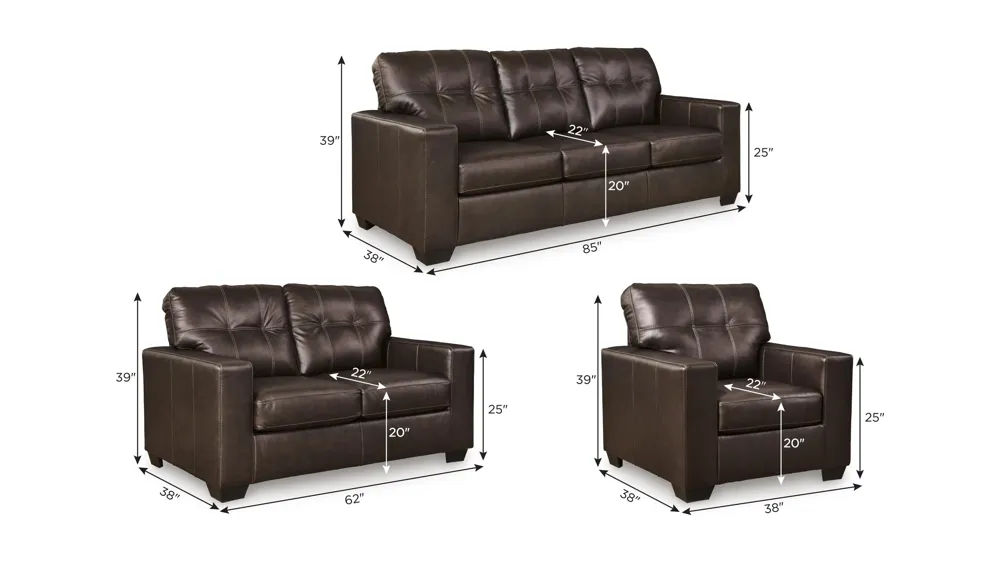 Arvell Living Room Set Dimensions