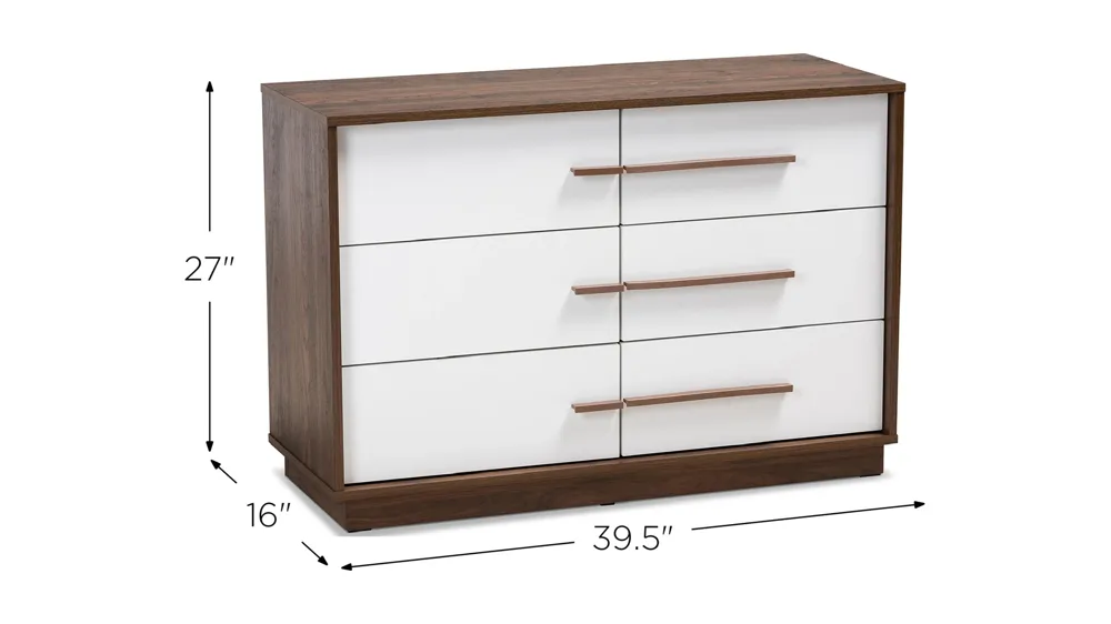 Mette 6-Drawer Wood Dresser Dimensions