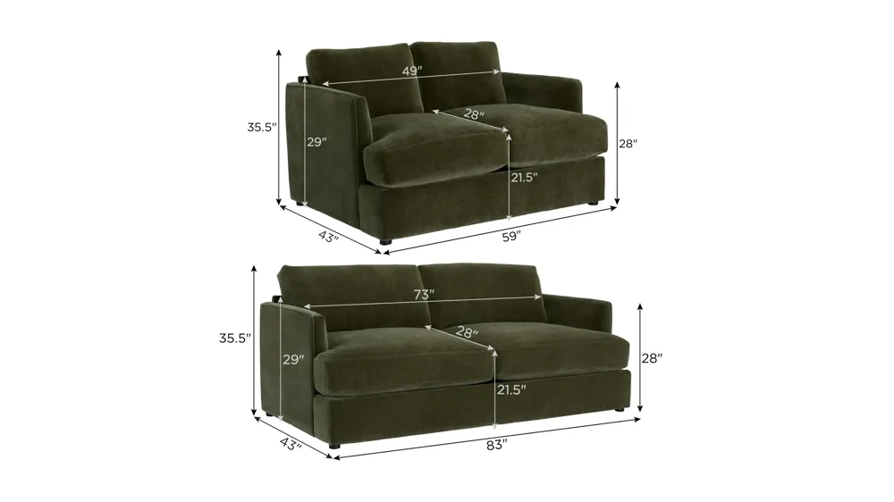Everest Living Room Set Dimensions