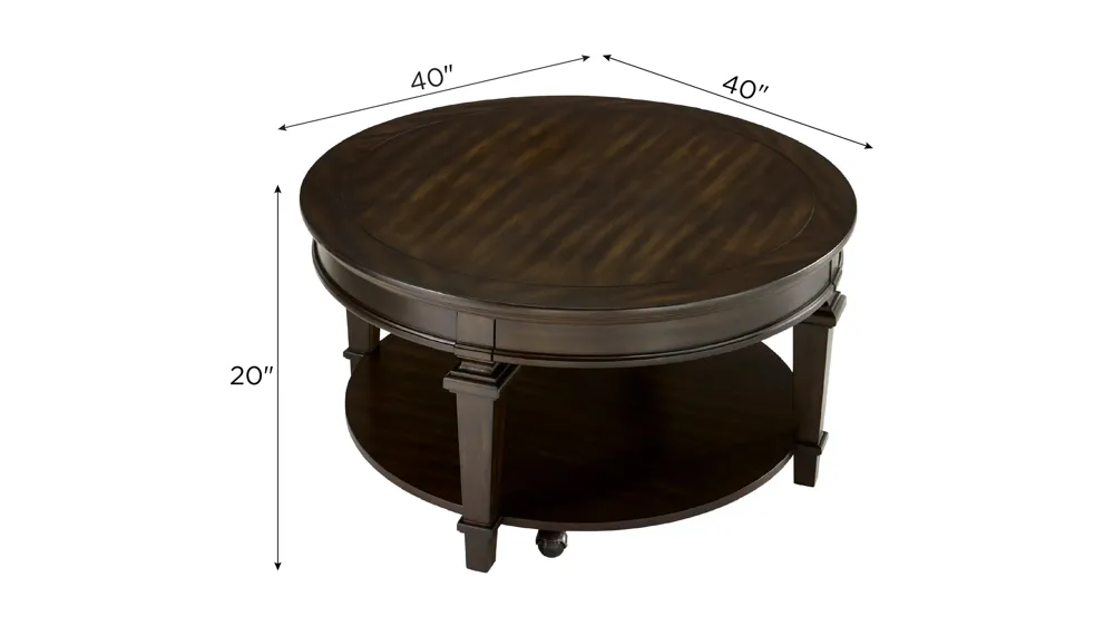 Conrad Coffee Table w/ Casters Dimensions