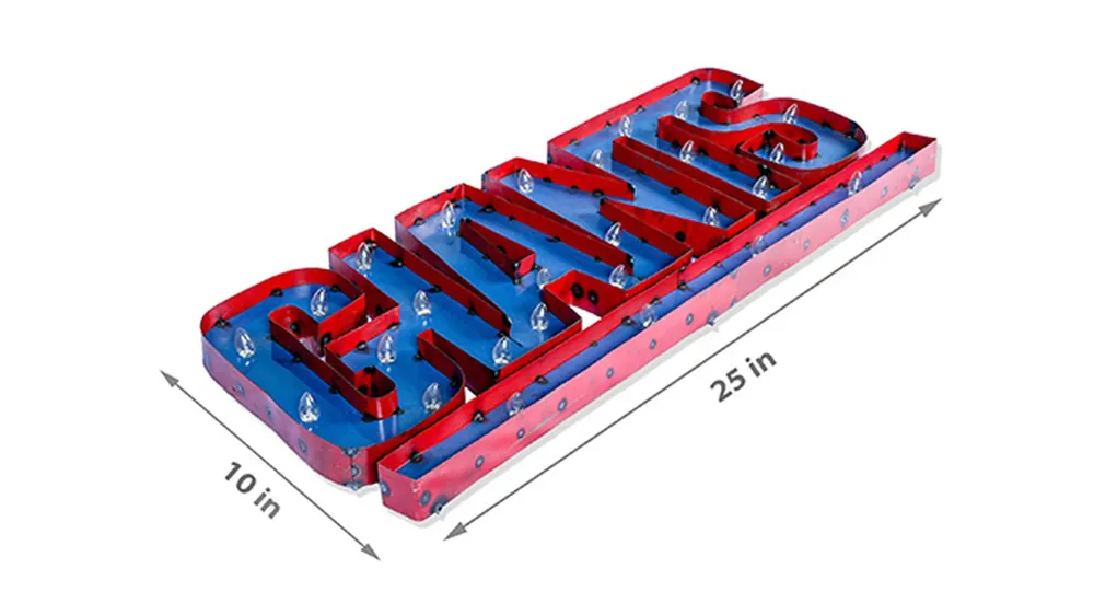 NFL Lighted Recycled Metal Sign Dimensions