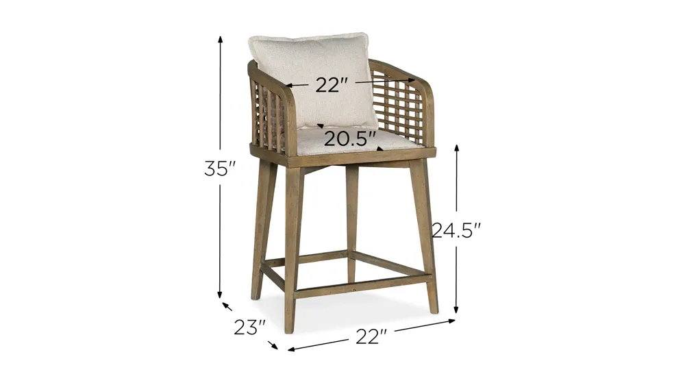Surfrider Barrel Back Counter Stool Dimensions