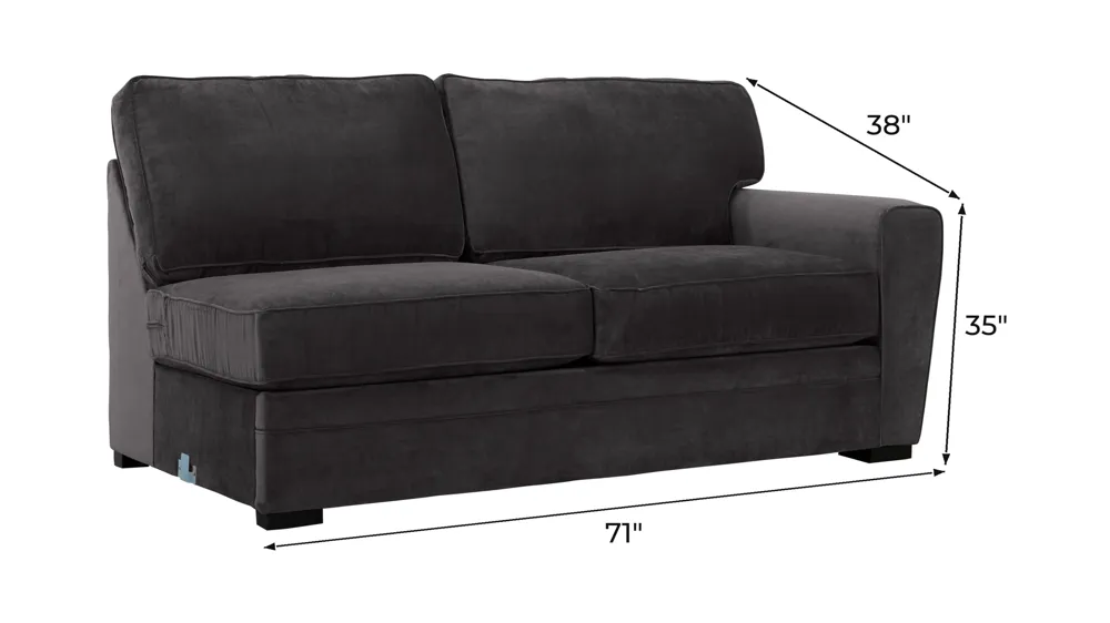 Artemis II Right Arm Facing Full Sleeper w/ Memory Foam Mattress Dimensions