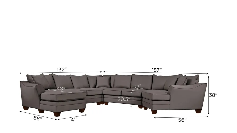 Foresthill 5-pc. Left Hand Facing Sectional Sofa Dimensions