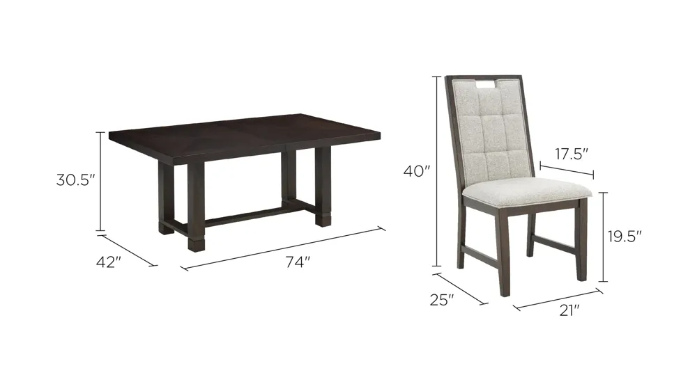 Andell 5-pc Dining Set Dimensions