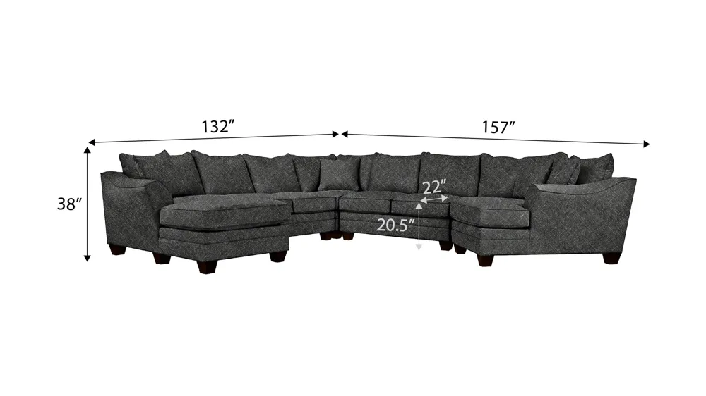 Foresthill 5-pc. Right Hand Facing Sectional Sofa Dimensions