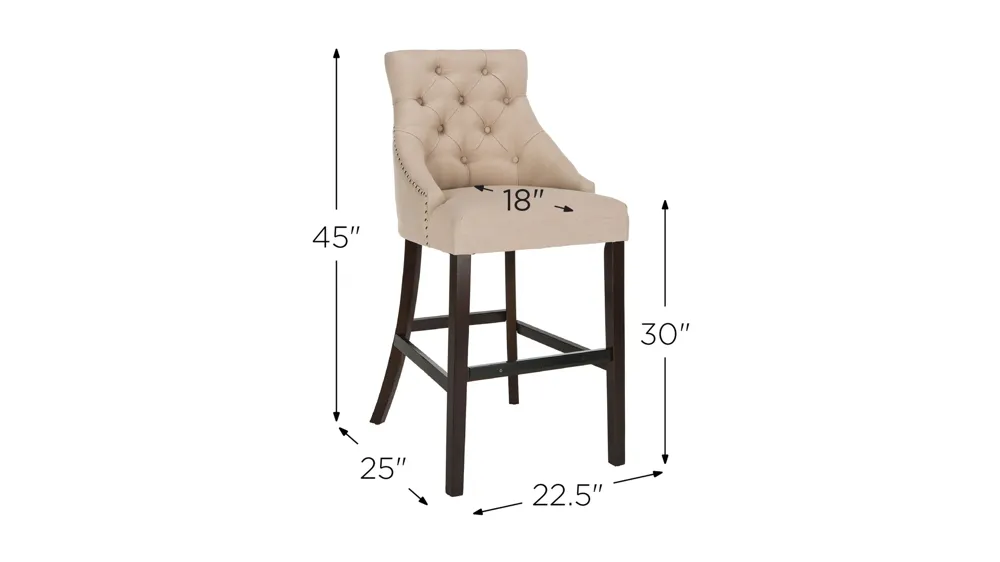 Eleni Tufted Wingback Bar Stool - Set of 2 Dimensions