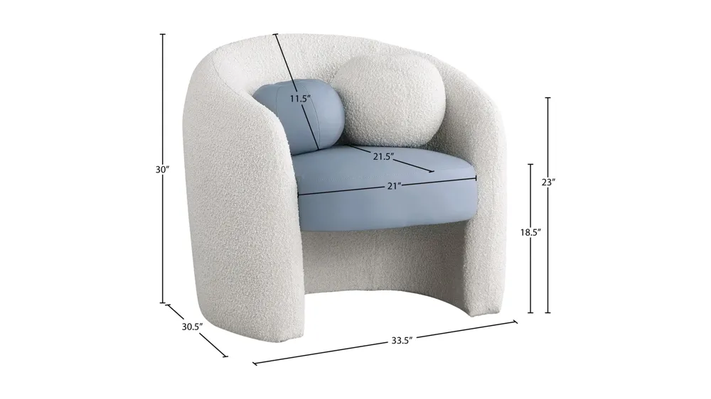 Acadia Faux Leather/Boucle Fabric Accent Chair Dimensions