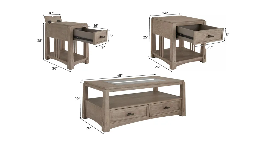 Landry 3-pc. Occasional Table Set Dimensions
