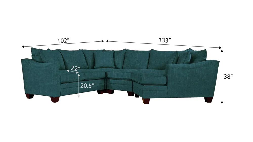 Foresthill 4-pc. Right Hand Cuddler Sectional Sofa Dimensions