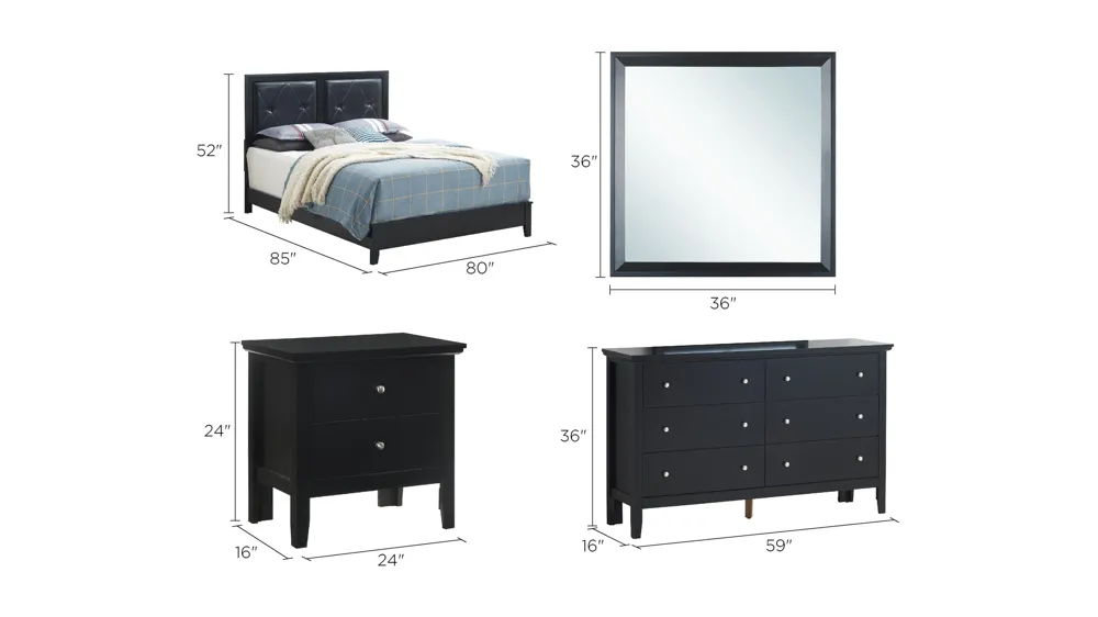 Primo 4-pc. Bedroom Set Dimensions