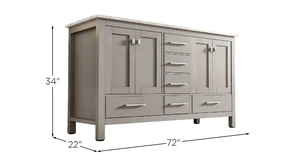 Sydney 72" Double Sink Bathroom Vanity Dimensions
