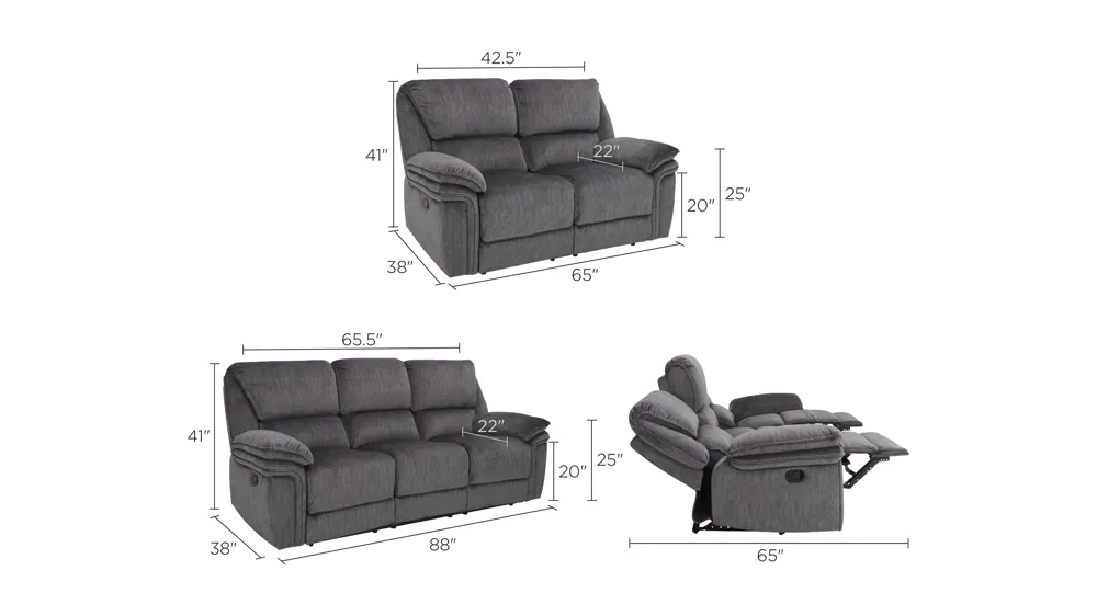 Portman Living Room Set Dimensions
