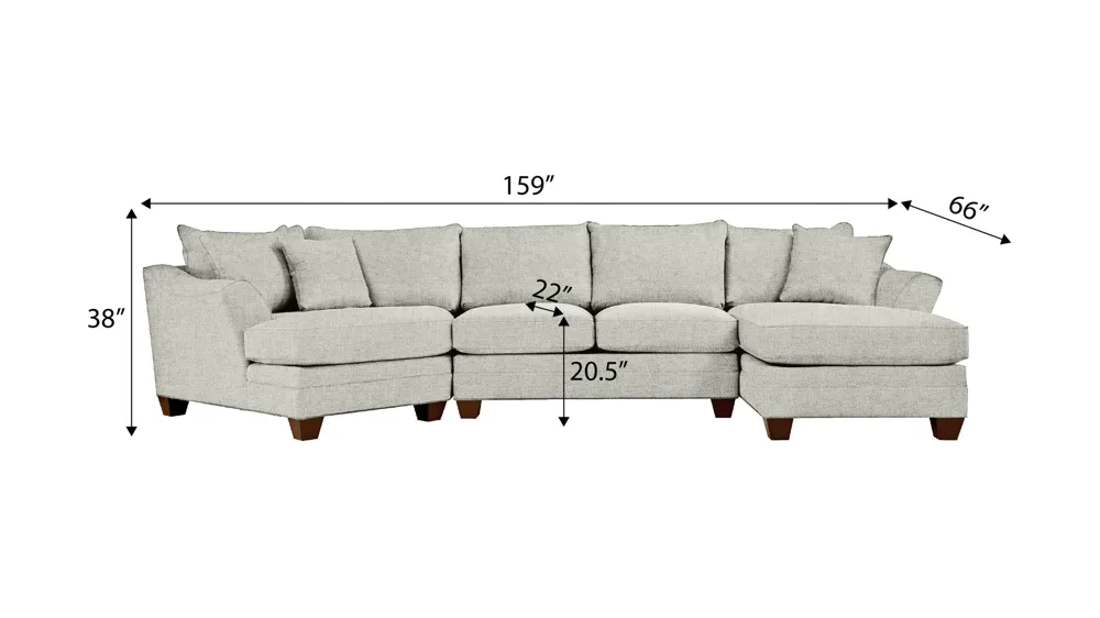 Foresthill 3-pc. Right Hand Facing Sectional Sofa Dimensions